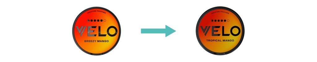VELO Breezy Mango Extra Strong byter namn till VELO Tropical Mango Extra Strong