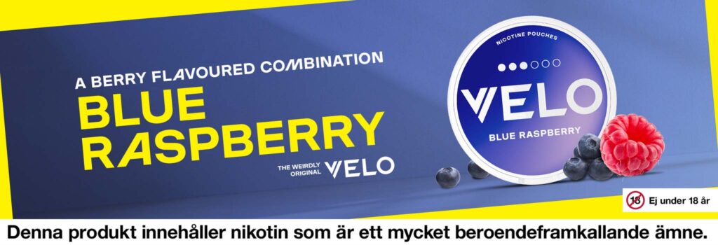 VELO Blue Raspberry top banner