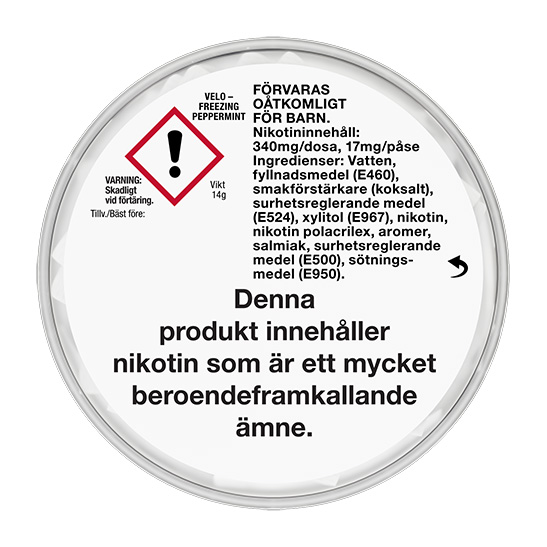 VELO Freezing Peppermint 17mg Slim 6